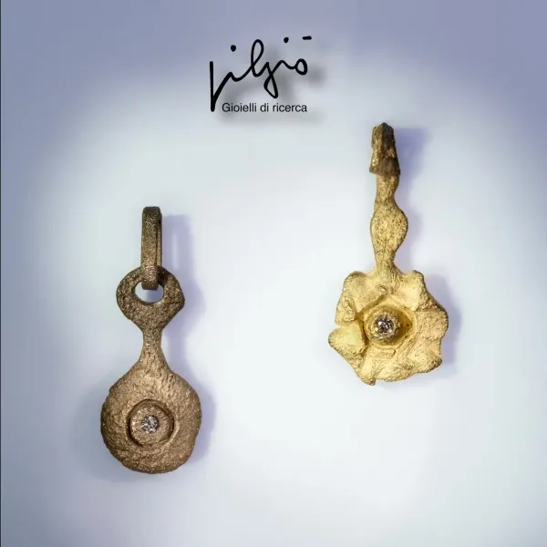 ciondoli in oro muto bianco e giallo, 18 kt