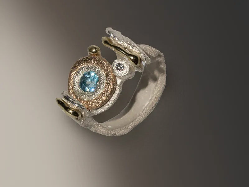 Anello fatto a mano in argento, bronzo, oro, diamante, zirkone della linea piastrine